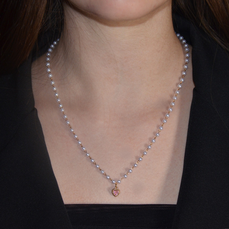 collier coeur perles 