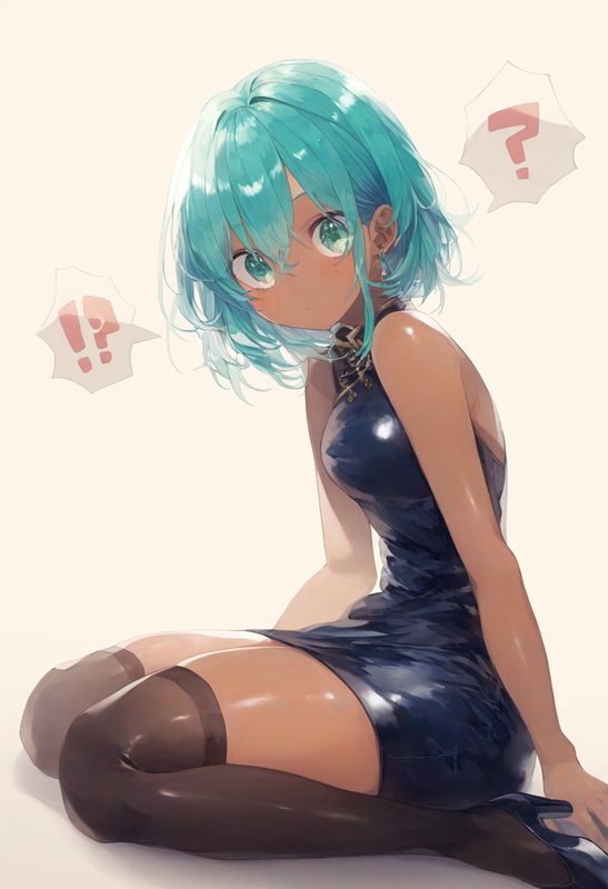 1girl, surreal, brown background, portrait, dark skin, green eyes, aqua hair, wi s-1649663751