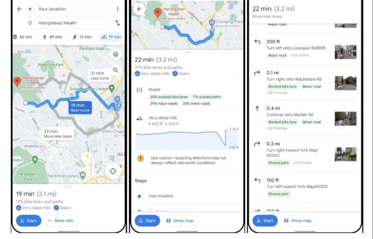 Google Maps confirma la mejora del modo para bicicletas en su aplicación