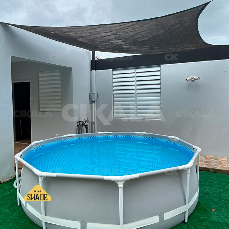 Black Shade Cloth installed in contemporary outdoor décor