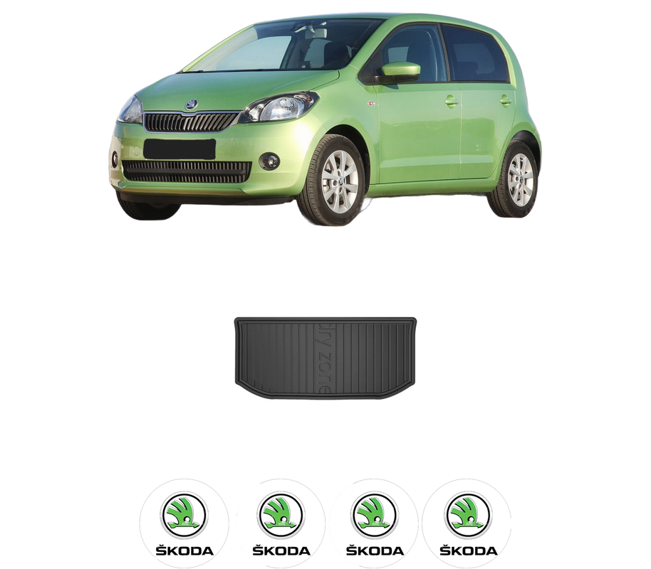 Tavita Portbagaj SKODA CITIGO (NF1) din 2011-2019, Protectie Portbagaj Auto, 4x Stickere auto cu SKODA