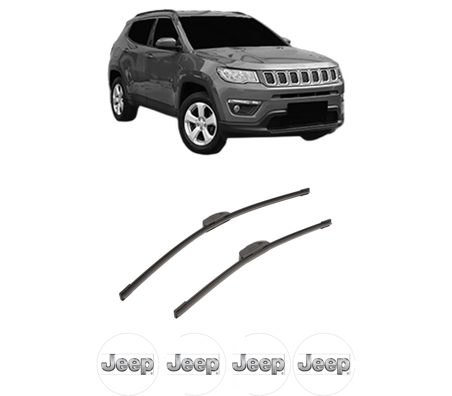 Set stergatoare auto JEEP COMPASS (MP, M6, MV, M7) din 2016-2022, pentru parbriz auto, 2 bucati, Bosch Aerotwin Retrofit, din cauciuc siliconat rezistent, 4 Stickere Auto JEEP