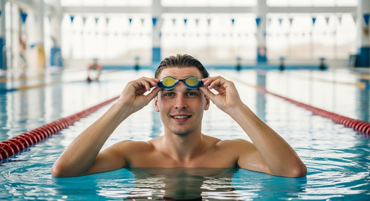 Правильная примерка очков для плавания в бассейне перед тренировкой
