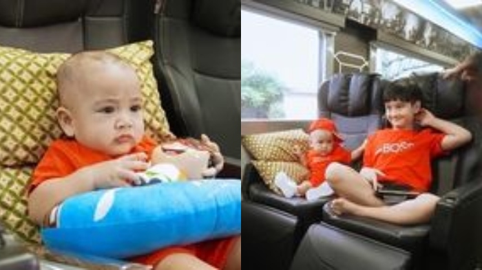 Potret Rafathar dan Rayyanza saat menikmati fasilitas mewah di Kereta Istimewa.