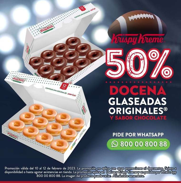 Krispy Kreme: para ver el super bowl 50% de descuento en docena glaseado original y chocolate 
