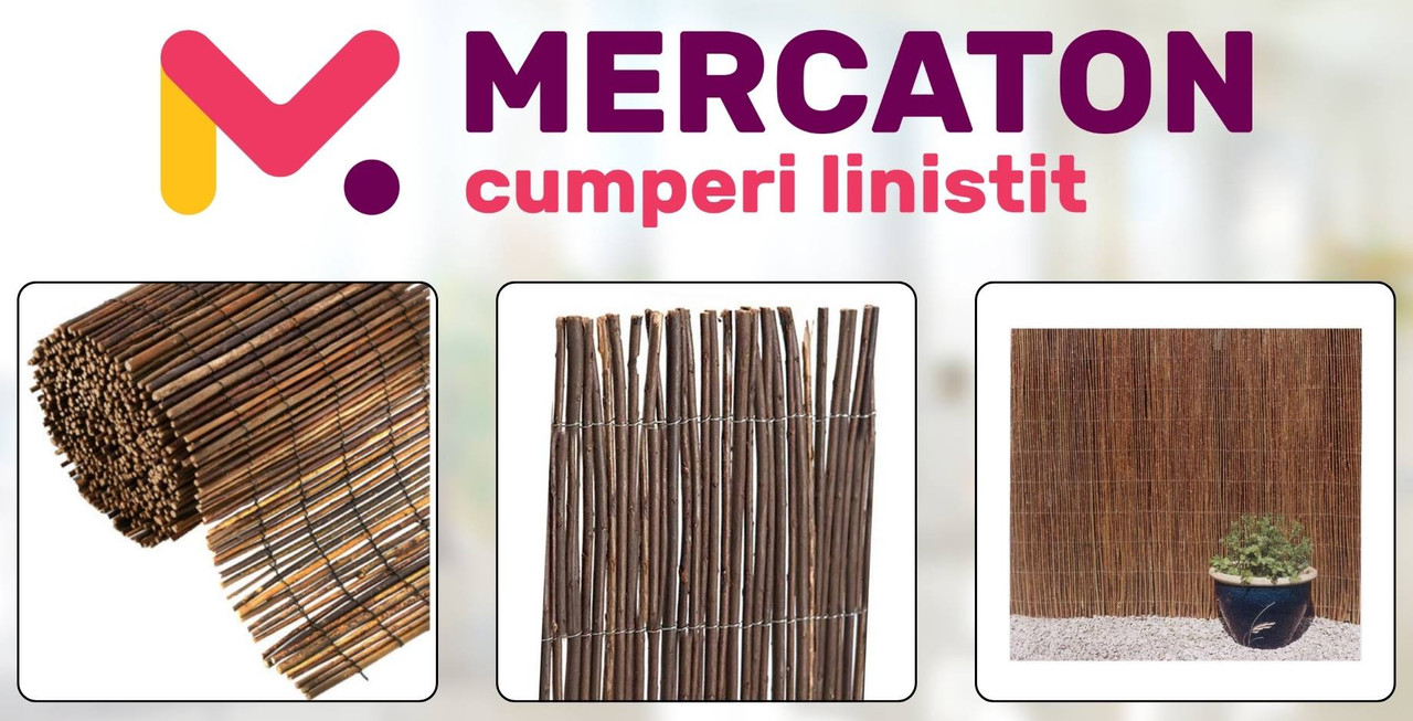 Gard Mercaton, Tip Paravan pentru Delimitare Spatii Exterioare, Rachita Naturala, 5x2 m, Maro - Garduri de gradina - Mercaton Store