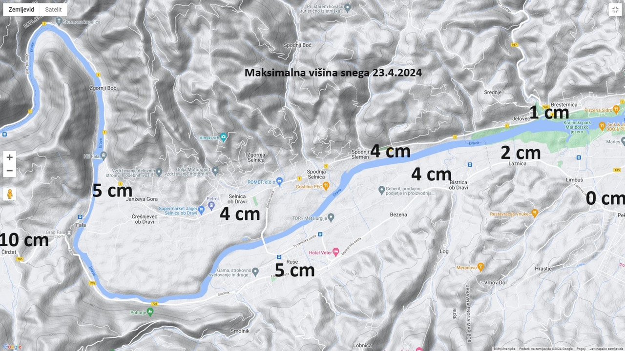 Višina  snega 23.4.2024