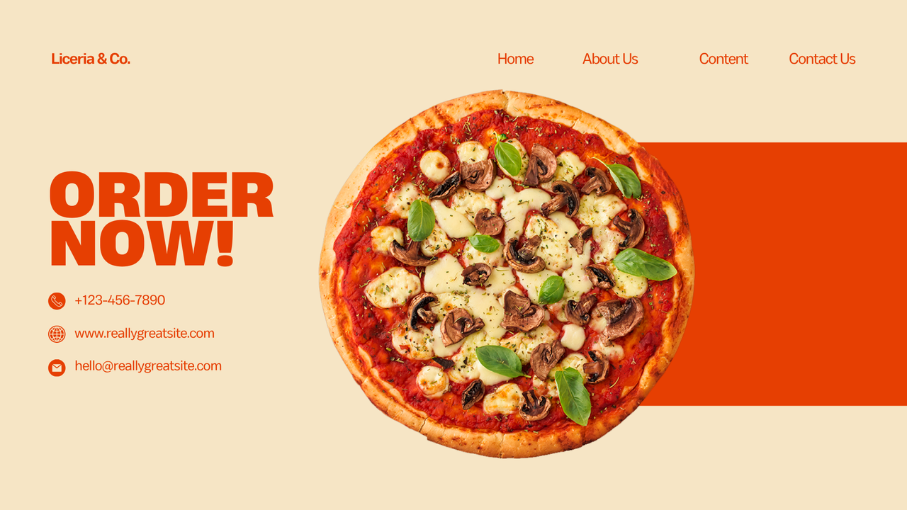 Orange and Cream Playful Pizza Presentation