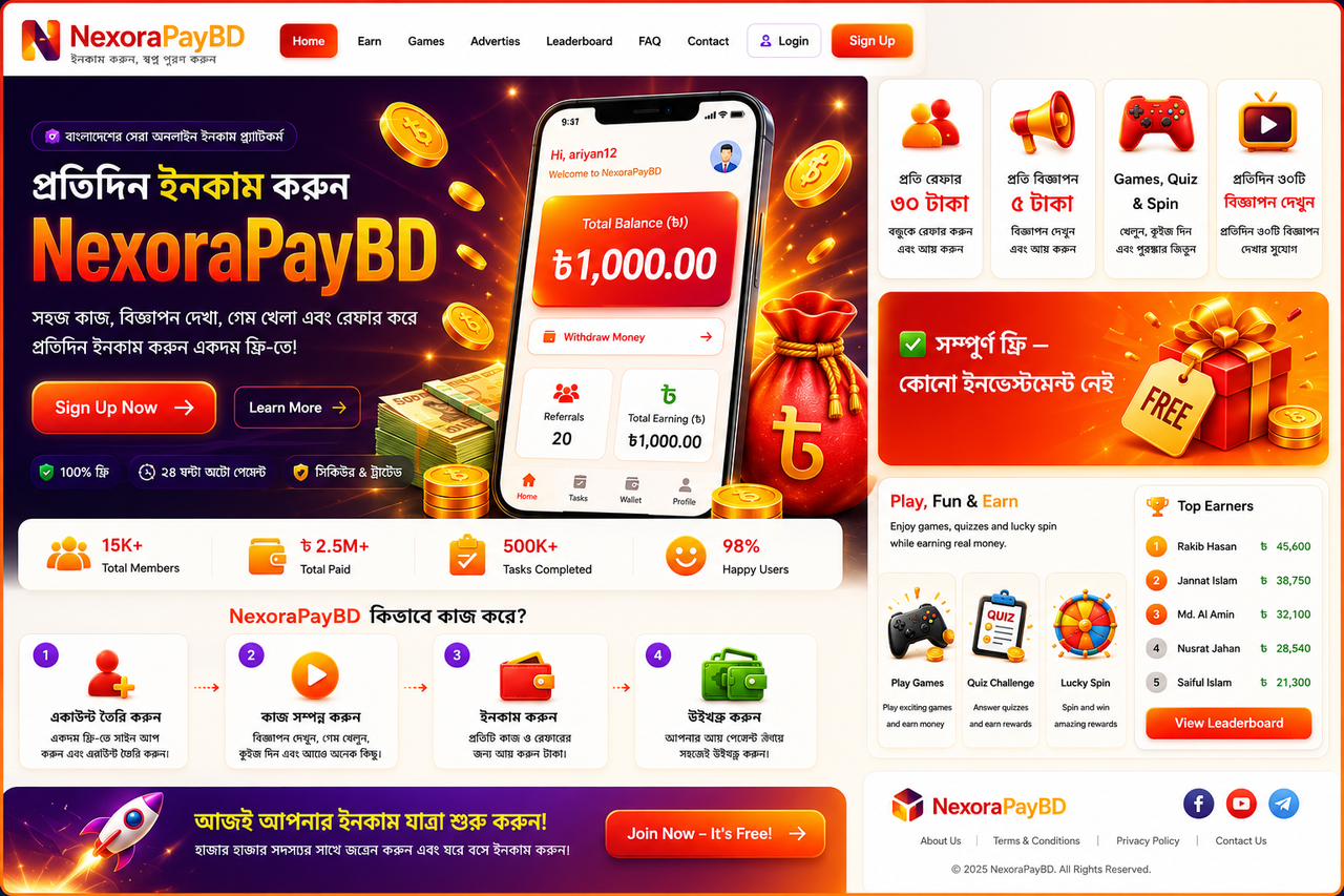 NEXORA PAY BD Make Money Online