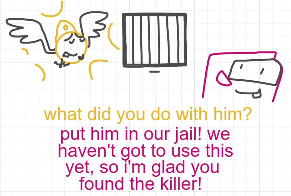 A panel from A Murder On The, episode six of the Board Boards object show by Furretwalk/WalkingFurret.