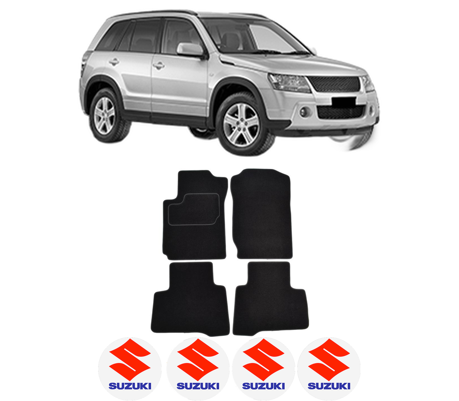 Set Covorase Presuri SUZUKI GRAND VITARA II (JT, TE, TD) din 2005-2015, Auto, Material Textil Mocheta, 4 Stickere auto cu SUZUKI