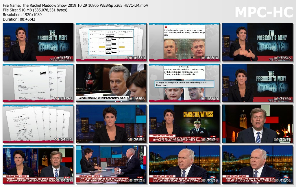 The Rachel Maddow Show 2019 10 29 1080p WEBRip x265 HEVC LM