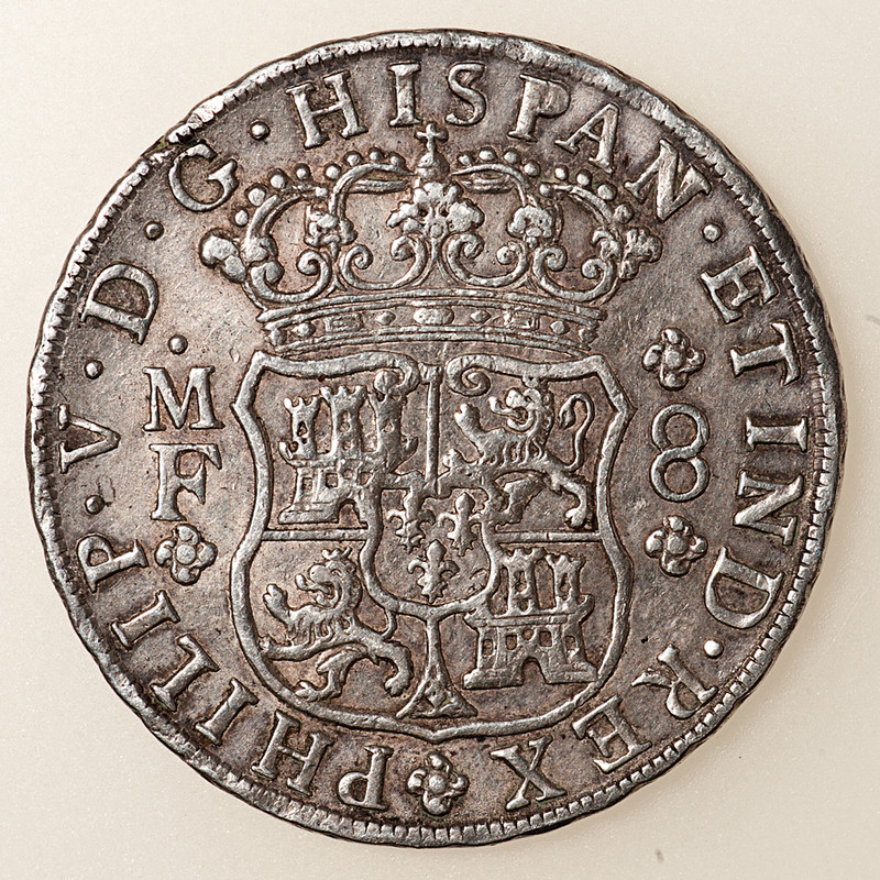8 Reales Felipe V. Méjico. 1744. Columnario. PAS5452