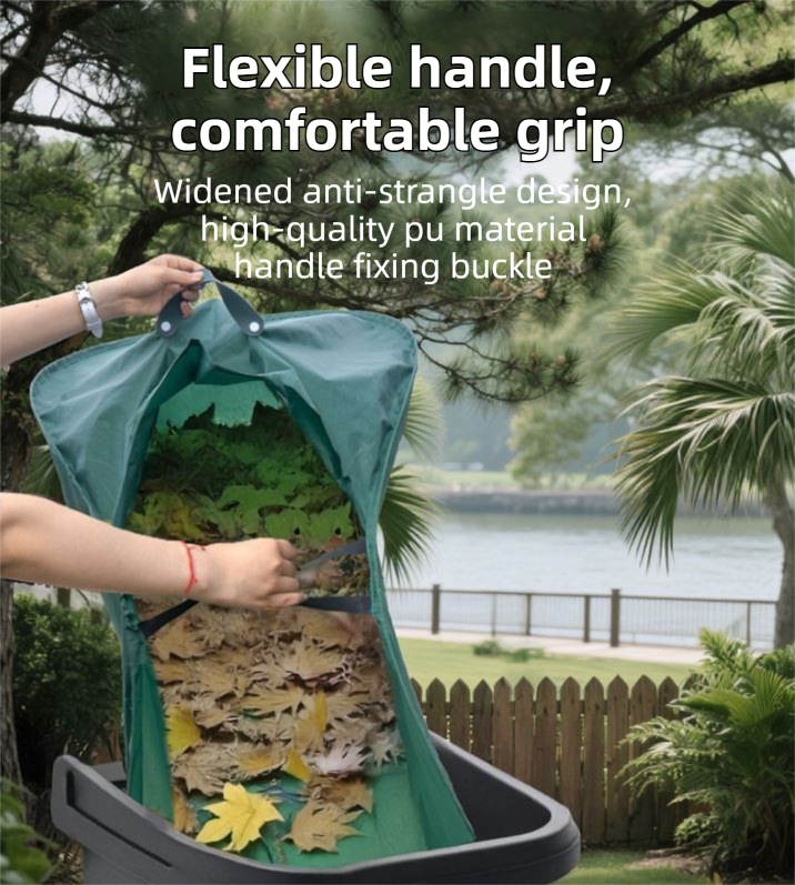 53 Gallon Self-StandingGarden Dustpan Bag with Dual Handles - Heavy-Duty Semi-Circular Leaf & Waste Collector