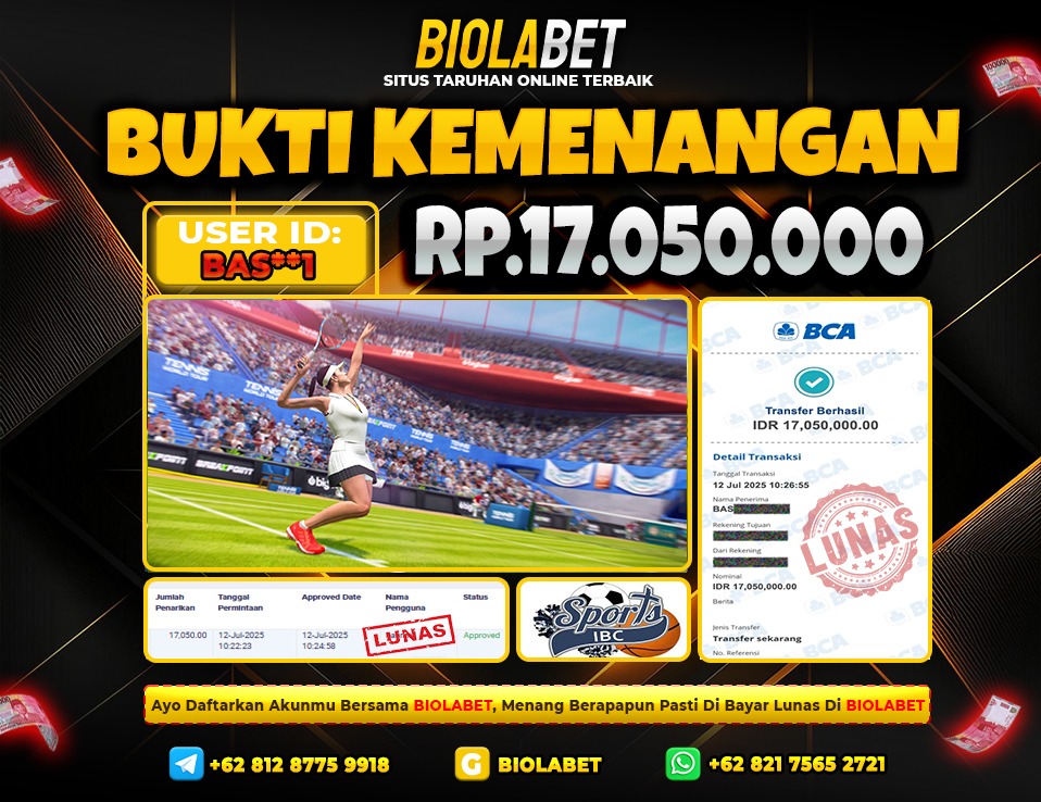 BIOLABET JACKPOT IBC SPORTS Rp.17.050.000.,- LUNAS