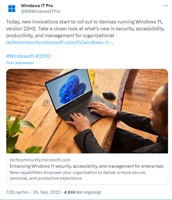 Windows 11 22H2 Sept. 2023 Preview Update