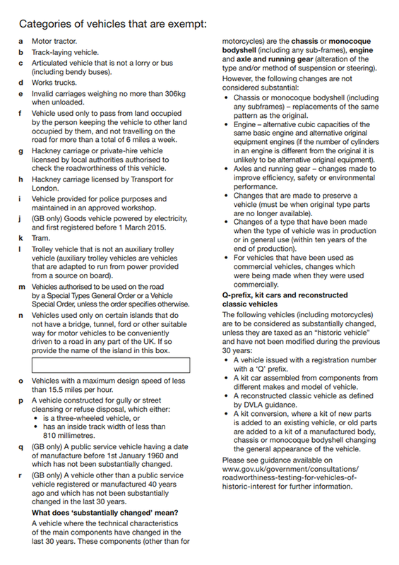 v112 form historic vehicles MOT(0)