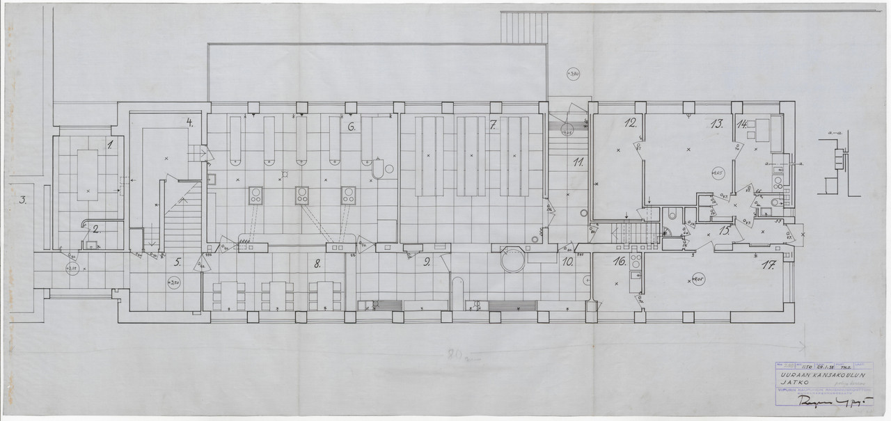 Viipurin maistraatin arkisto Icb 205 Uuraan kansakoulun jatko pohjakerros paapiirustus 1938 1938 Tie