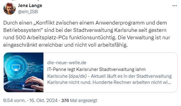 TI-Störung in Karlsruhe