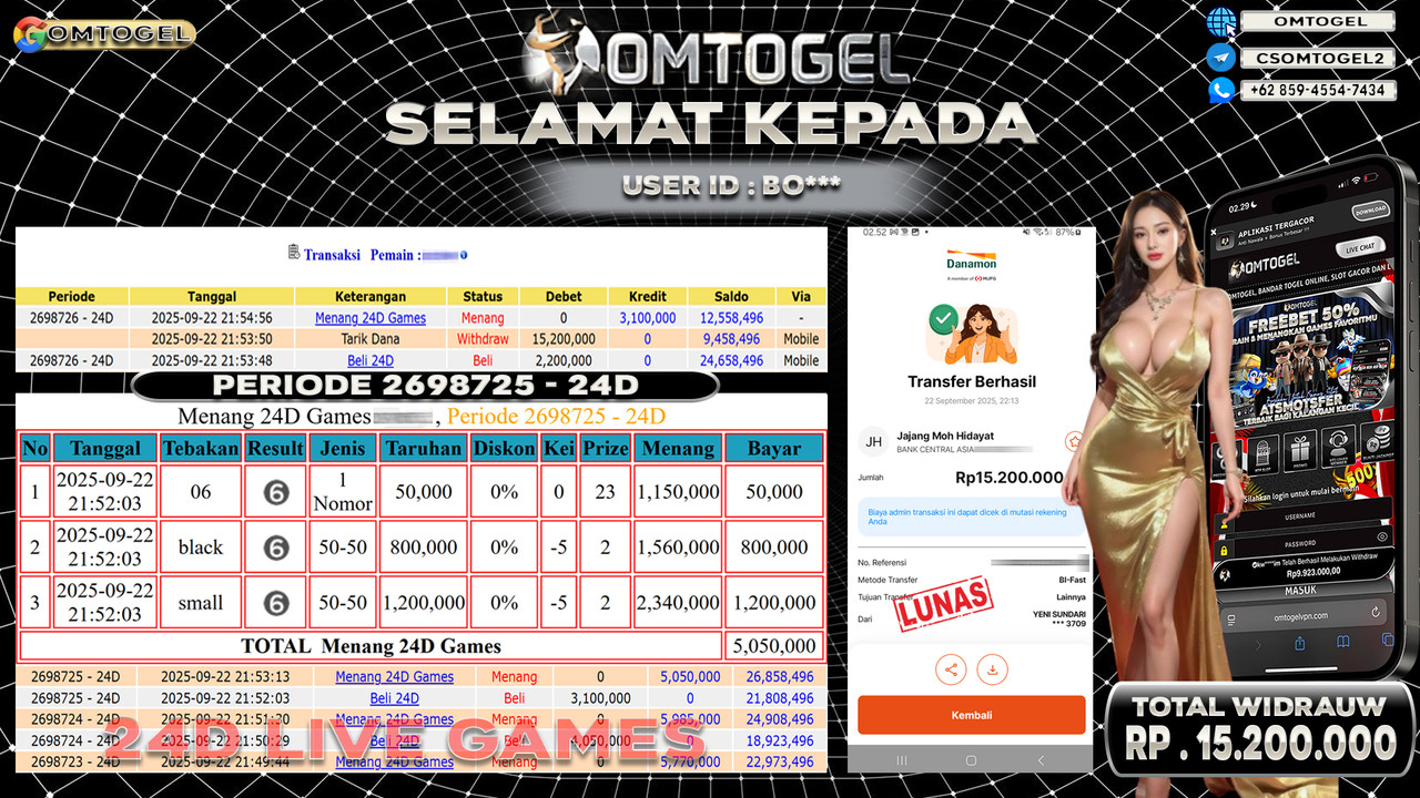 OMTOGEL JACKPOT LIVE GAMES 24D 15 JUTA DI BAYAR LUNAS ,-