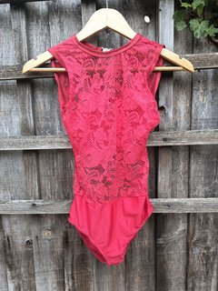 Red Backless Lace Leotard - Dance Size 2