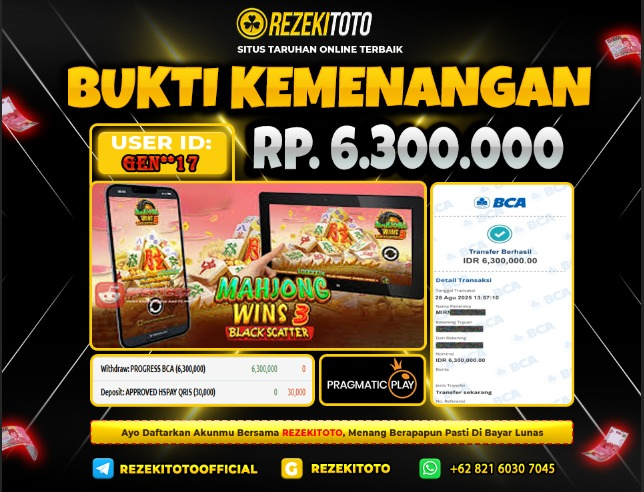 BUKTI KEMENANGAN 28 AGUSTUS 2025 MAHJONG WINS 3 6 JUTA 