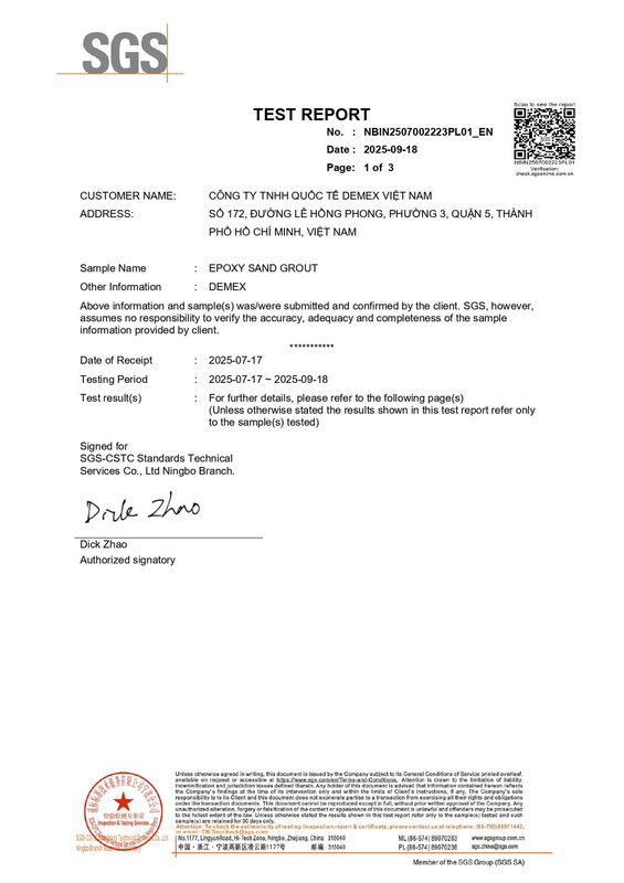 Сертификация ISO: Матовая эпоксидная затирка DEMEX