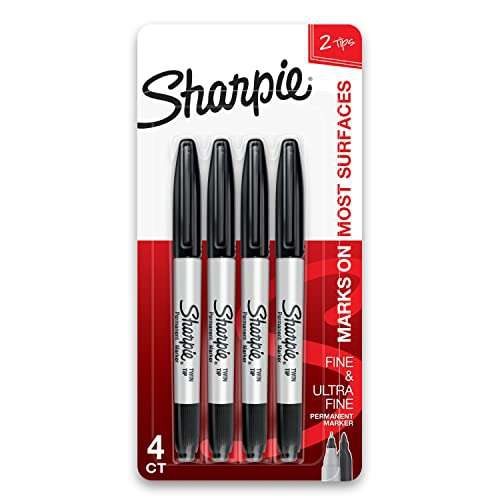 Amazon: Paquete de 4 Marcadores permanentes Fino y Ulta Fino Marca Sharpie 
