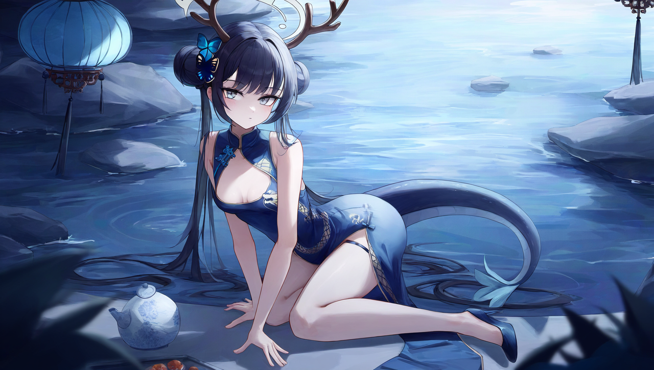 depth of field, 1girl, [kisaki blue archive], monster girl, {{{{dragon girl}}}}, s-451709224