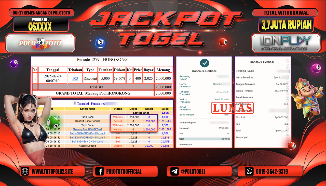 POLOTOTO JACKPOT TOGEL POOL HONGKONG Rp.3.750.000,-