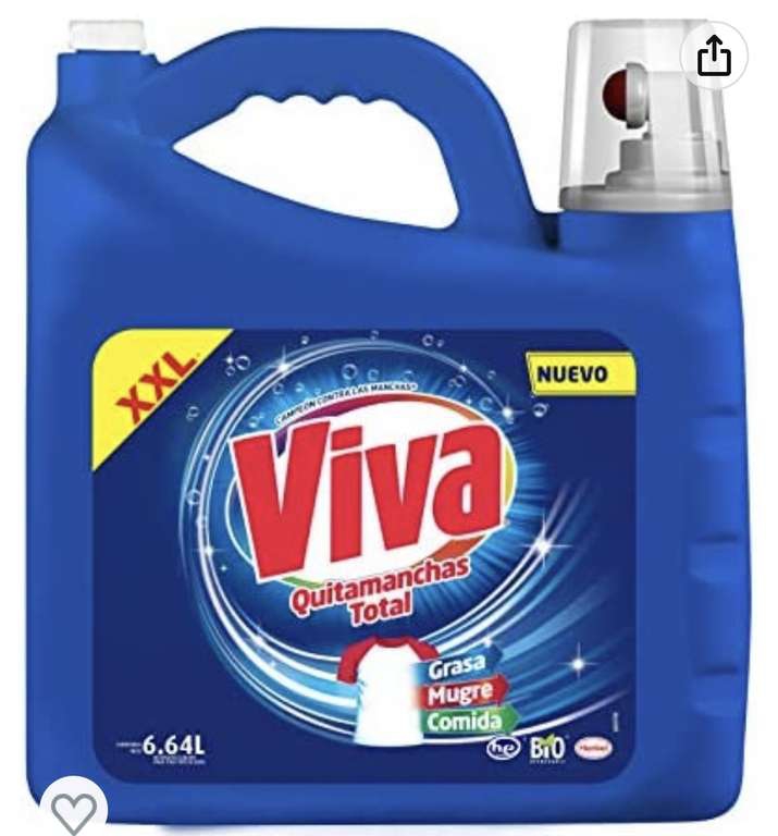 Amazon. Viva Quitamanchas Total Regular, Detergente líquido 6.64 L | Planea y Ahorra, envío gratis con Prime 
