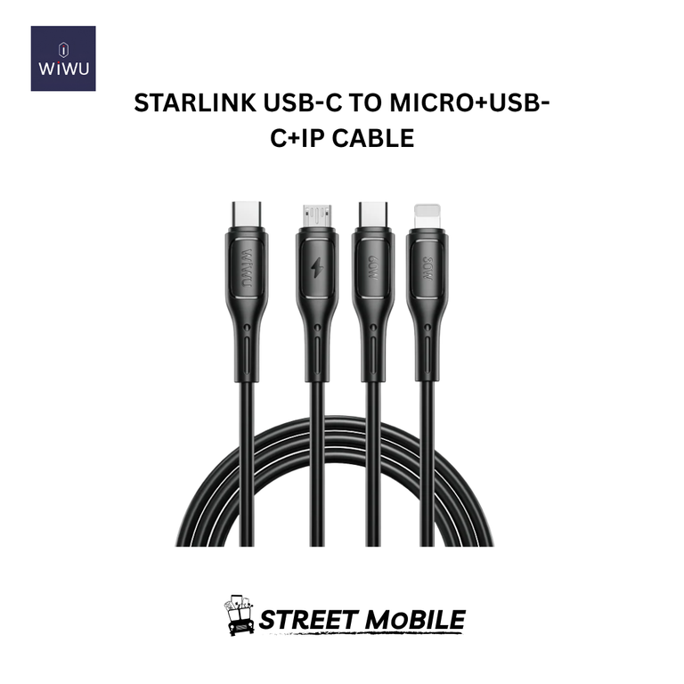 WIWU STARLINK USB-C TO M C IP 60W 3 IN 1 CABLE
