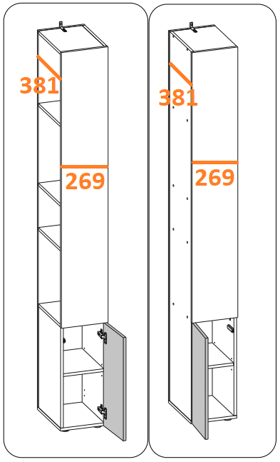 Стеллаж Эйр Белый шагрень. R L. размеры