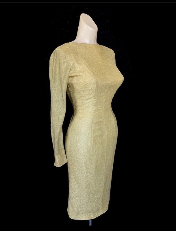 asymmetrical gold dress Audrella Gold Metallic Side Asymmetrical Dress, XL main image 1