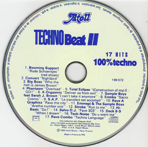 06/04/2023 - Various – Techno Beat II - 100% Techno (CD, Compilation)(Atoll Music – 198 672)  1992 R-179684-1146955585