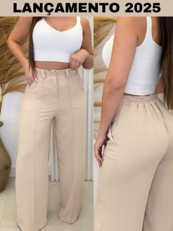 Calça Pantalona Wide Leg Tendência 2026 promoção