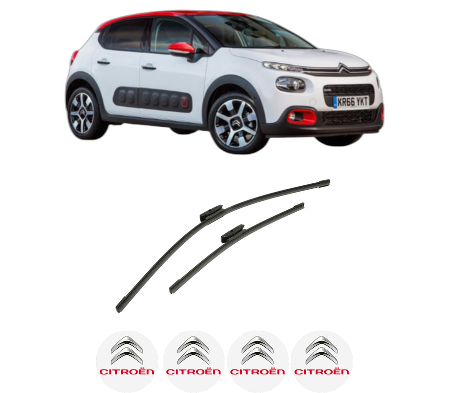 Set stergatoare auto CITROEN C3 III (SX) din 2016-2018, pentru parbriz auto, 2 bucati, Bosch Aerotwin Multi, din cauciuc siliconat rezistent, 4 Stickere Auto CITROEN
