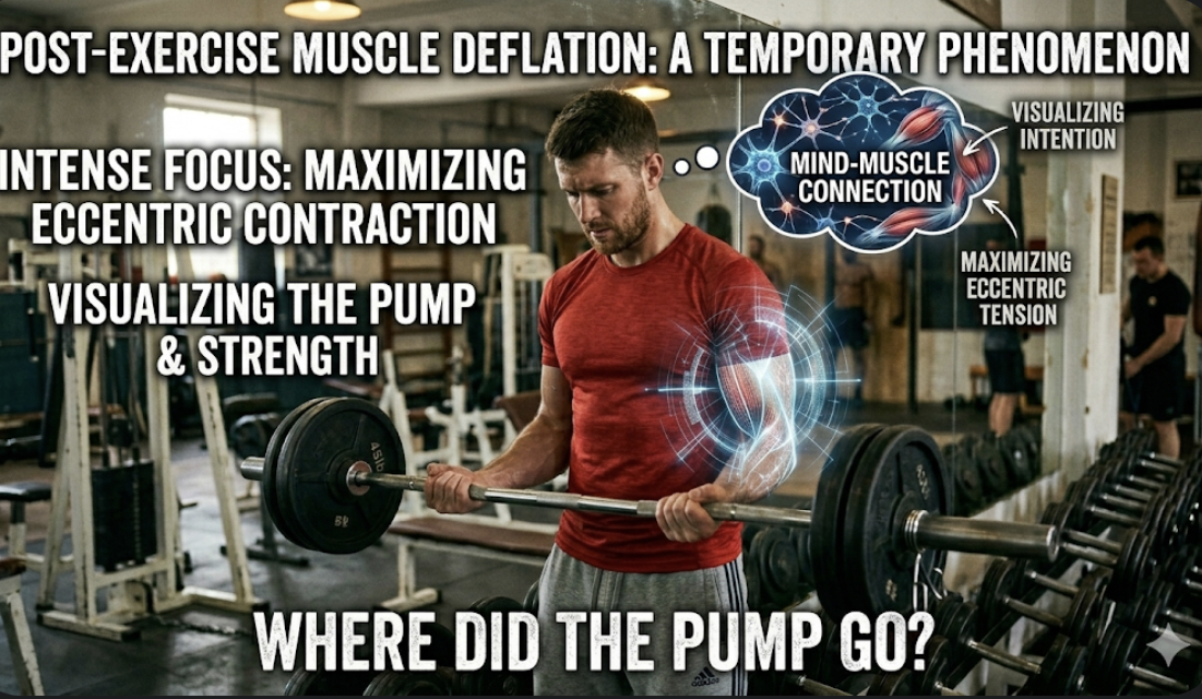 Person performing slow controlled bicep curl focusing on lowering phase to develop mind-muscle connection and neural focus