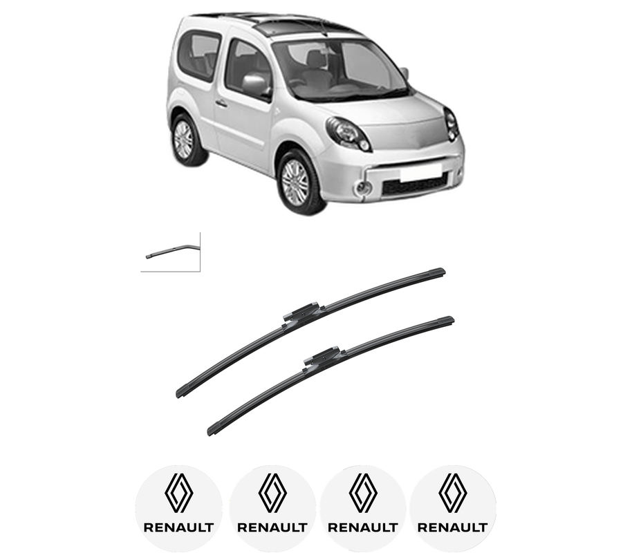 Set stergatoare auto RENAULT KANGOO BE BOP (KW0/1_) din 2009-2012, pentru parbriz auto, 2 bucati, Bosch Aerotwin, din cauciuc siliconat rezistent, 4 Stickere Auto RENAULT