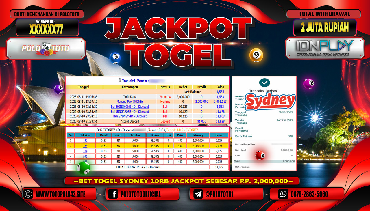 POLOTOTO JACKPOT TOGEL TAIWAN POOL Rp.2.000.000,-LUNAS