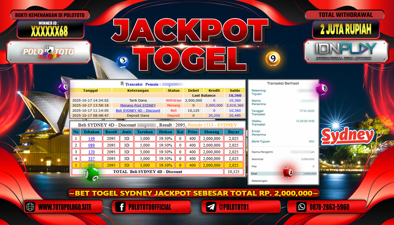 POLOTOTO JACKPOT TOGEL POOL SYDNEY Rp.2.000.000,- LUNAS