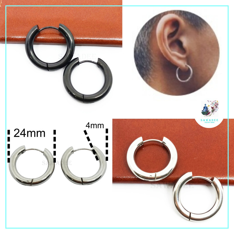 Pendientes de Aro Hombre Mujer en Acero Modelo Pirata Grandes 4x24mm Para Amigos Pendientes de Aro Hombre Mujer en Acero Modelo Pirata Grandes 4x24mm Para Amigos