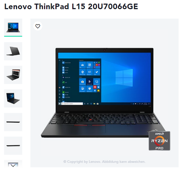Lenovo Thinkpad L15 G1 (AMD Ryzen) 20U7-0066GE