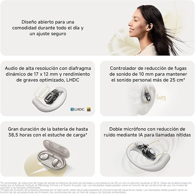 Detalle del ajuste de los auriculares Xiaomi OpenWear Stereo