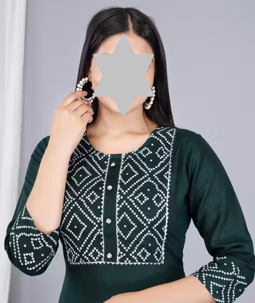 Simple and Elegant Plain Straight Cotton Kurti for Effortless Everyday Style and Comfort |Fashionable Straight Kurti | Straight Fit Kurti | (Dark Green ) Color 1 (KS158)
