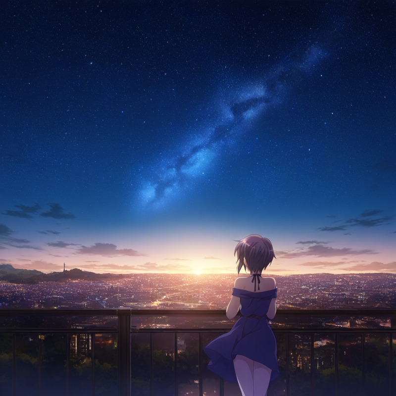 1girl, nagato yuki (suzumiya haruhi no yuuutsu),  Leaning on a rooftop railing,  s-1603186327
