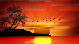 Thơ hoạ Nguyễn Thành Sáng & Tam Muội (1252) Sunset-sea-paradise-tropical-island-palms-silhouette-birds-sea-s