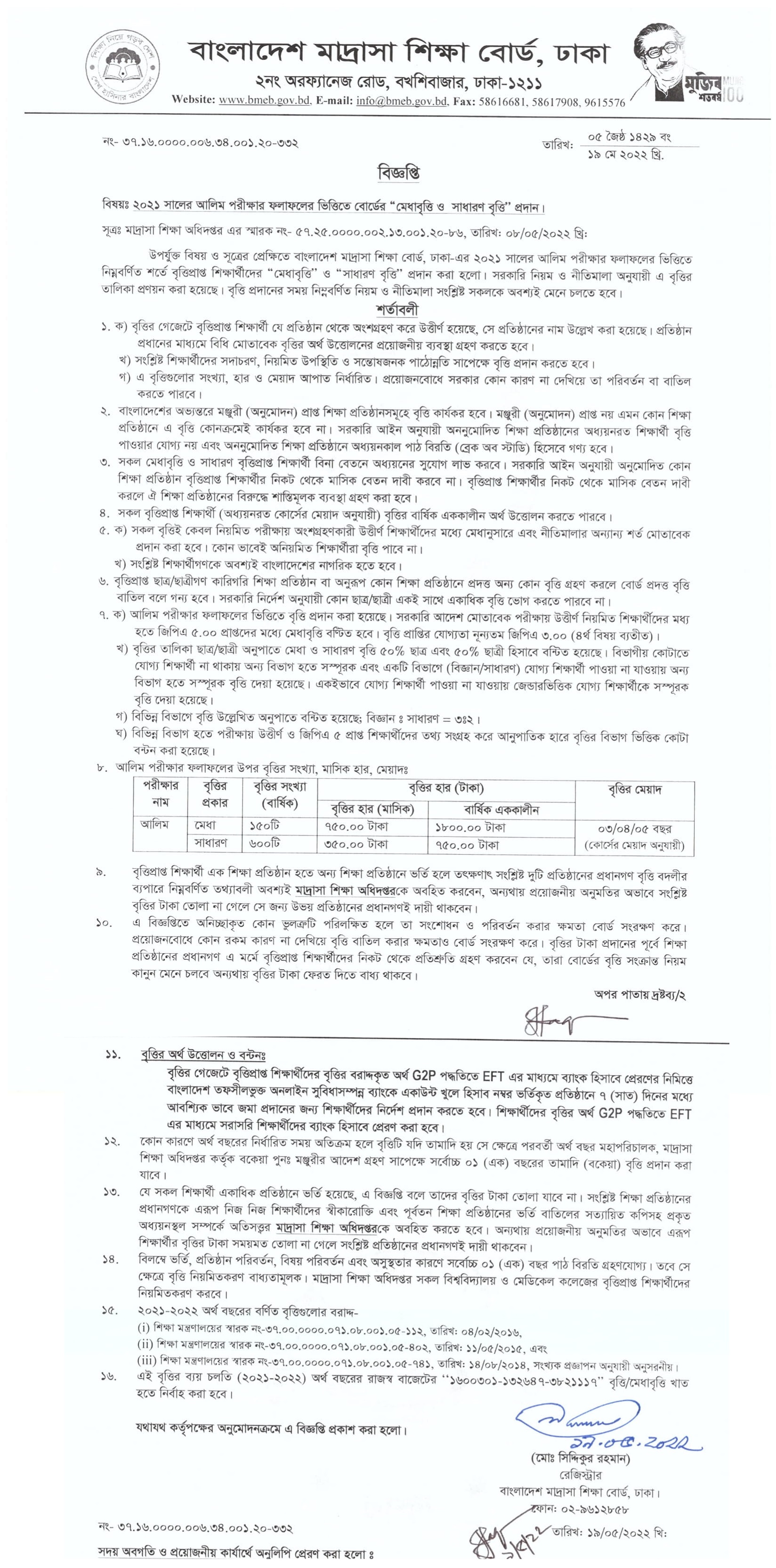 আলিম পরীক্ষার ফলাফলের উপর আলিম শিক্ষা বৃত্তি রেজাল্ট ২০২২ (Published) 41