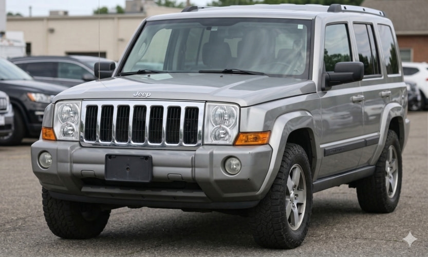 SUV without a front license plate mounted on the bumper parked in a lot