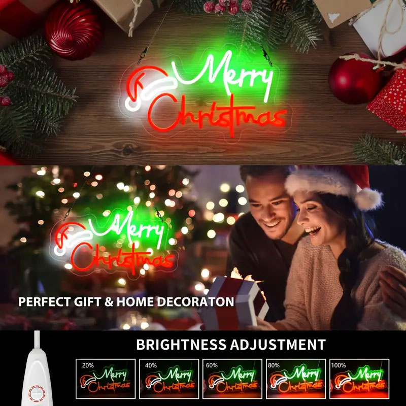 Christmas Hat Neon Sign - Merry Christmas, Christmas Party Decoration, Room Wall Decoration, Is The Best Christmas Gift For Friends And Family._voghion.com